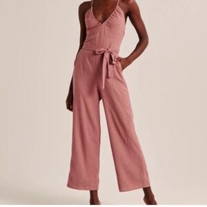 ABERCROMBIE & Fitch Jumpsuit Neutral Wide Leg Size Large Coastal Vanilla Girl